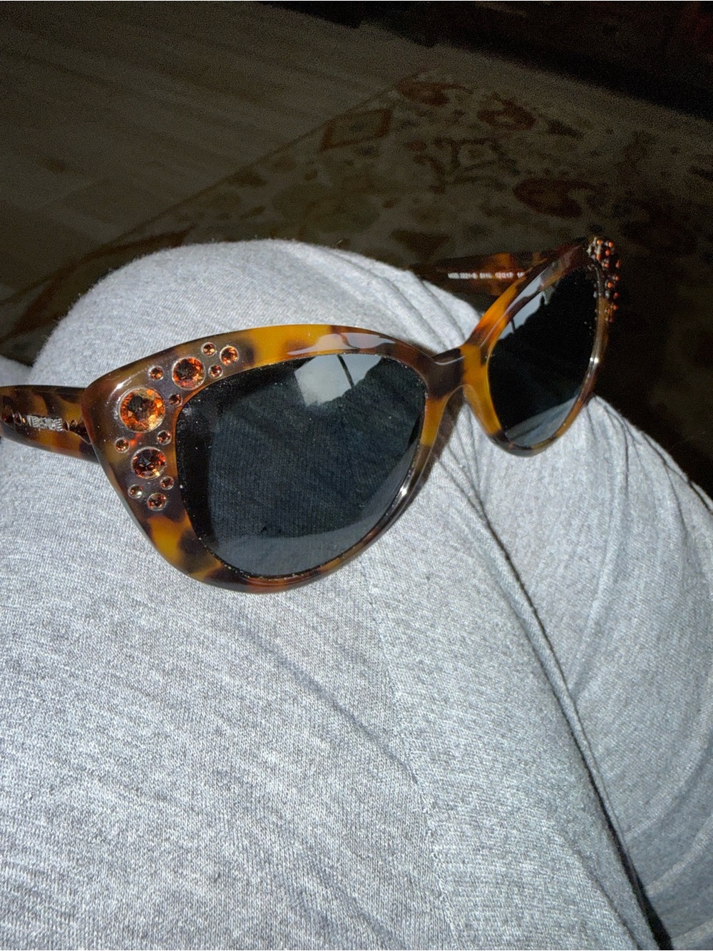 Versace Tortoiseshell Cat-Eye Sunglasses with Rhinestone Detail - Brown - Picture 2 of 7